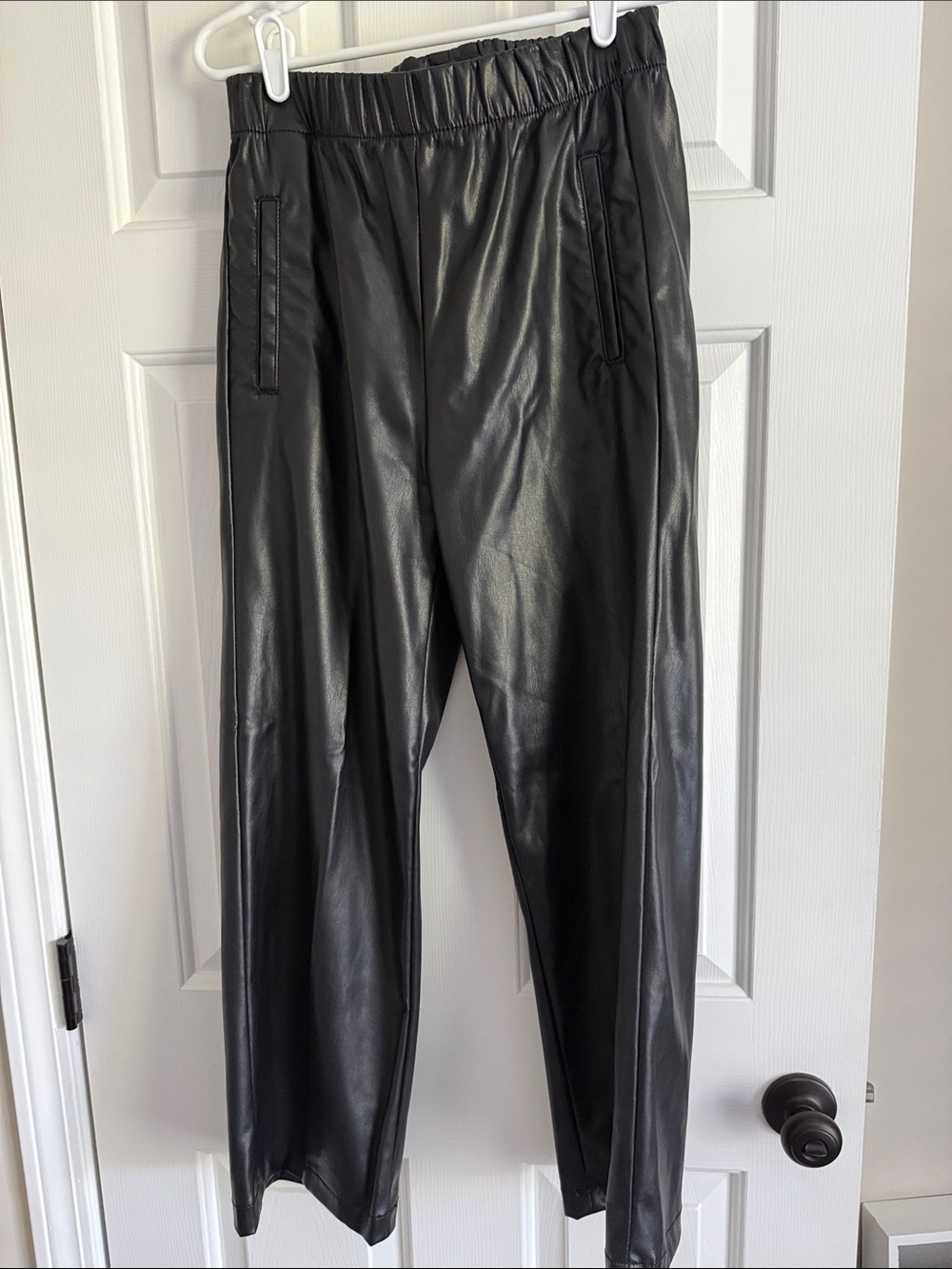 MOTHER Black Faux Leather The Skippity Ankle